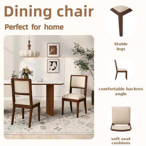 Set of 2 Compact Rubber Wood Dining Chairs