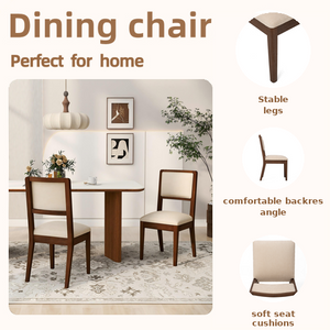 Set of 2 Compact Rubber Wood Dining Chairs