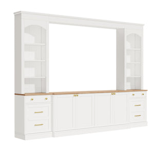 Farmhouse Arched Entertainment Center Wall Unit