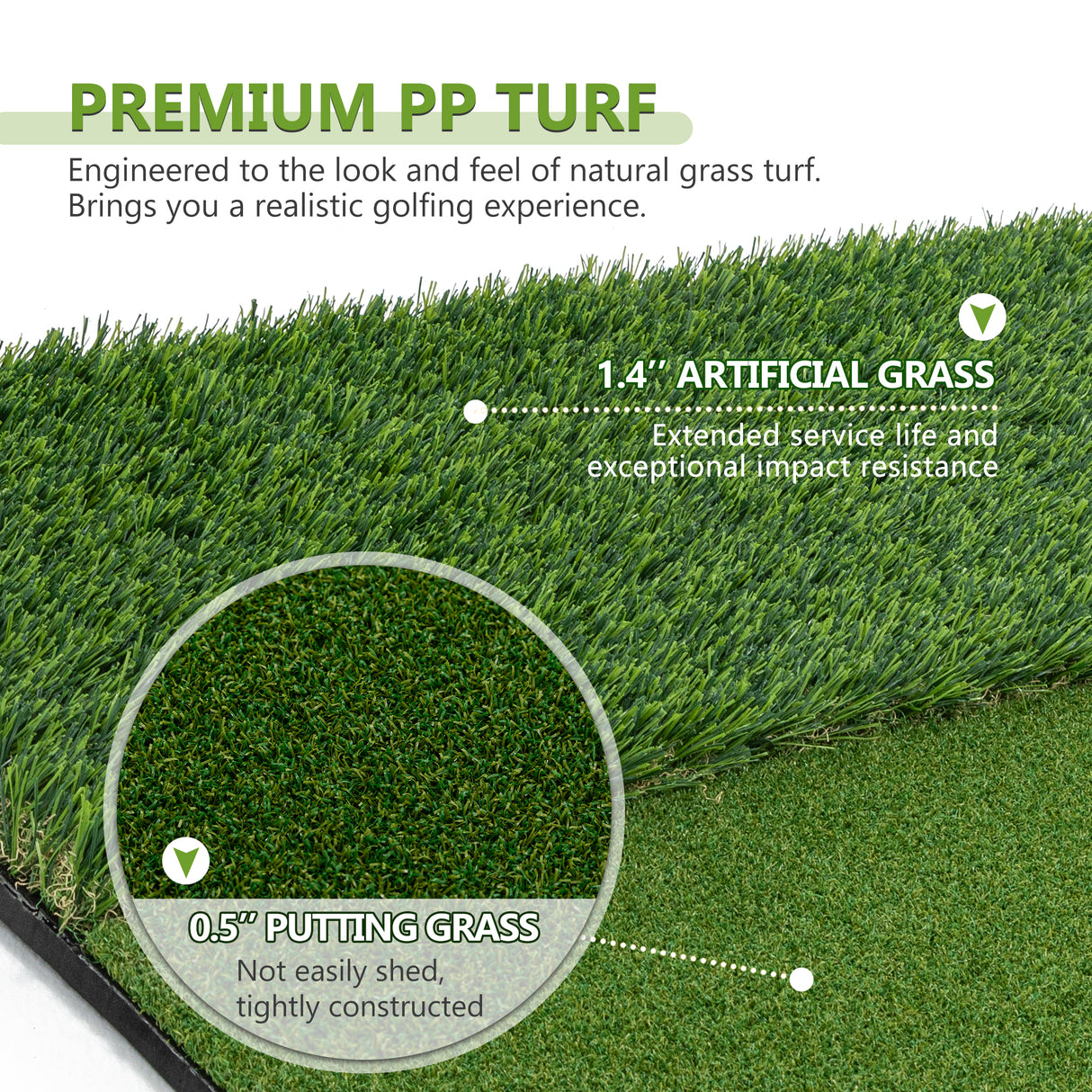 5'x4' Golf Hitting Mat with Cross Stance Guide