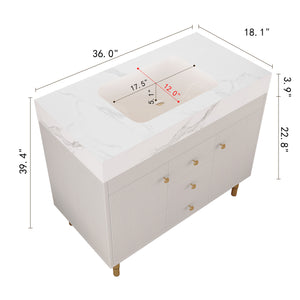 36 in Modern Free-standing Bathroom Vanity with Ceramic Sink & Ample Storage