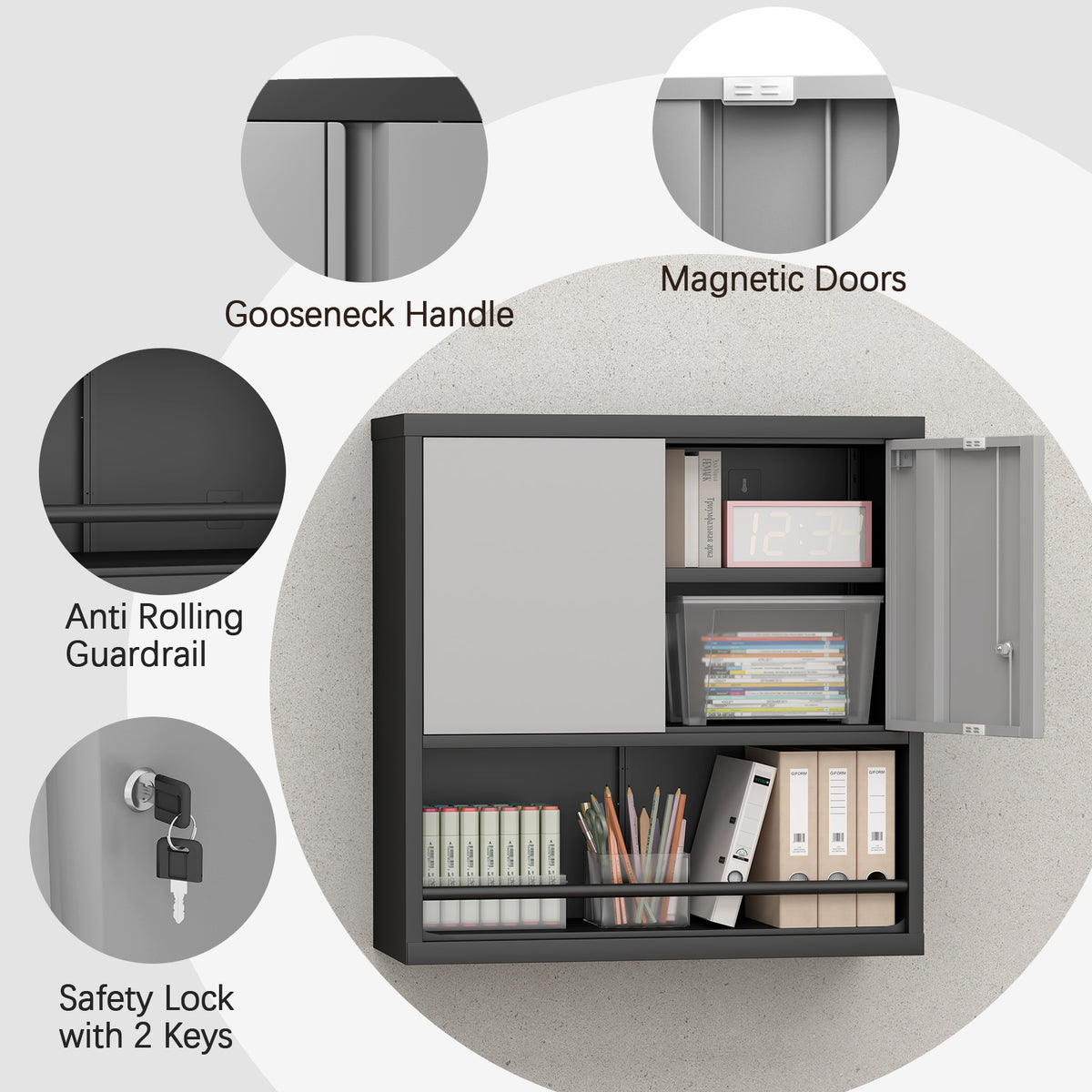 Metal Adjustable 2 Doors Storage Cabinet