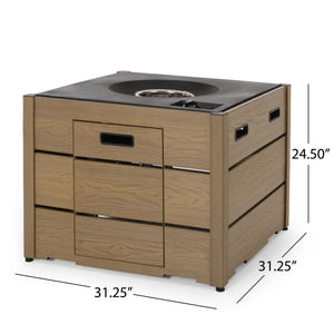 Rustic Style Outdoor Square Propane Fire Pit, 40,000 Btu - Best Buy Furniture