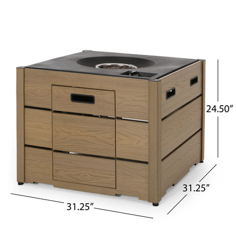 Rustic Style Outdoor Square Propane Fire Pit, 40,000 Btu - Best Buy Furniture