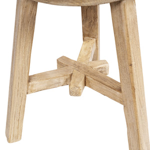 Linden Round Elm Wood Stool, 15.5-Inch, Light Brown