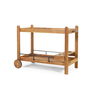 Bar Cart With Wine Bottle Holders, - Black
