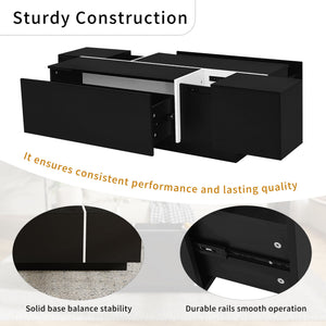 Extendable Coffee Table With 2 Hidden Storage Space And 2 Drawers For Living Room