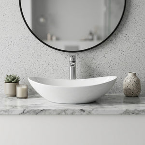 White Oval Ceramic Vessel Sink