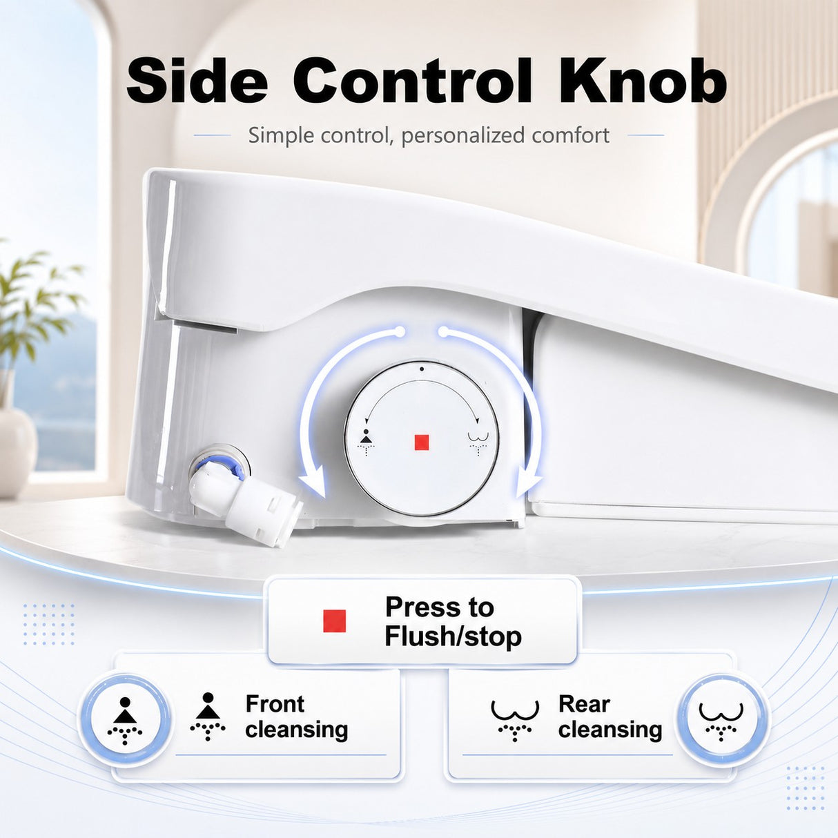 Smart Bidet Toilet Seat with Side Knob Adjustable Heated Seat