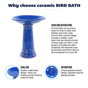 Ceramic Pedestal Bird Bath for Outdoor Garden