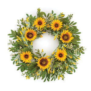 Mixed Sunflower Floral Wreath 22" Diameter