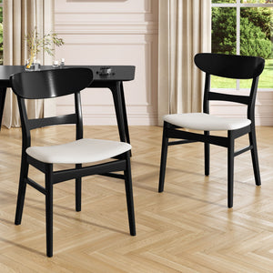 Mid Century Dining Chairs With Cushioned Seats And Wood Frame (Set of 2)