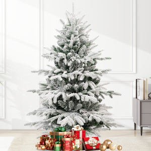 6FT Snow Flocked Artificial Christmas Tree with LED Lights