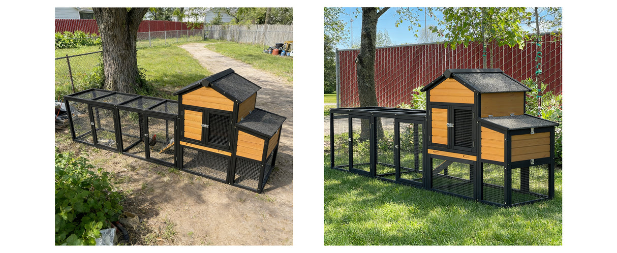 Outdoor Wooden Chicken Coop with Run