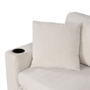 Modern U-Shaped Sectional Sofa Convertible Pull-Out Sofa Bed With USB Ports And Cup Holders
