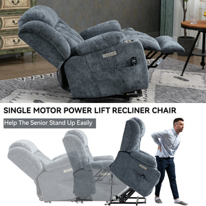 Chenille Power Lift Recliner Chair with Massage & Heating