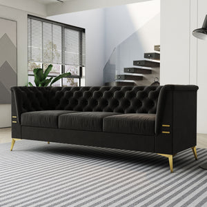 Luxurious Sofa With Legs, Modern Chesterfield Design, Tufted Upholstery, 3 Seat Couch For Living Room And Office