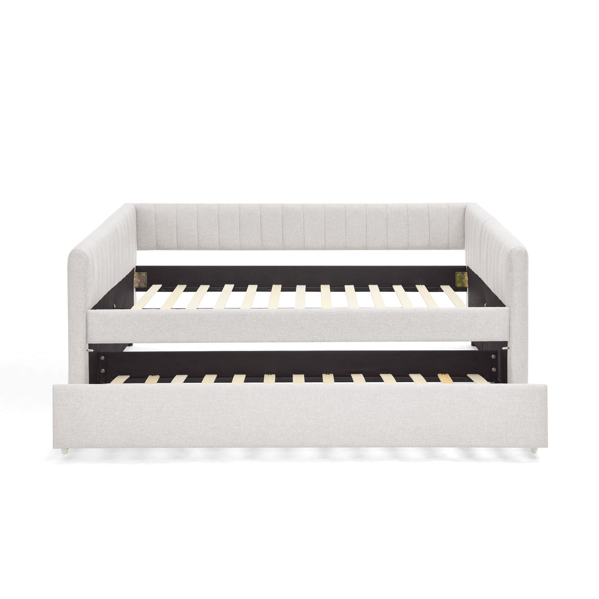 Upholstered Daybed With Trundle With Vertical Stripes