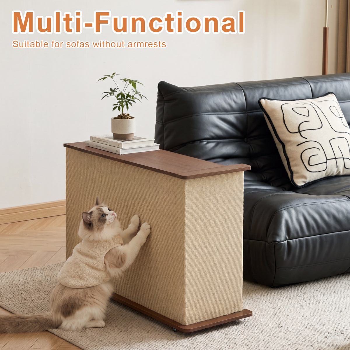 2-in-1 Cat Scratcher Side Table with Hidden Storage - MDF