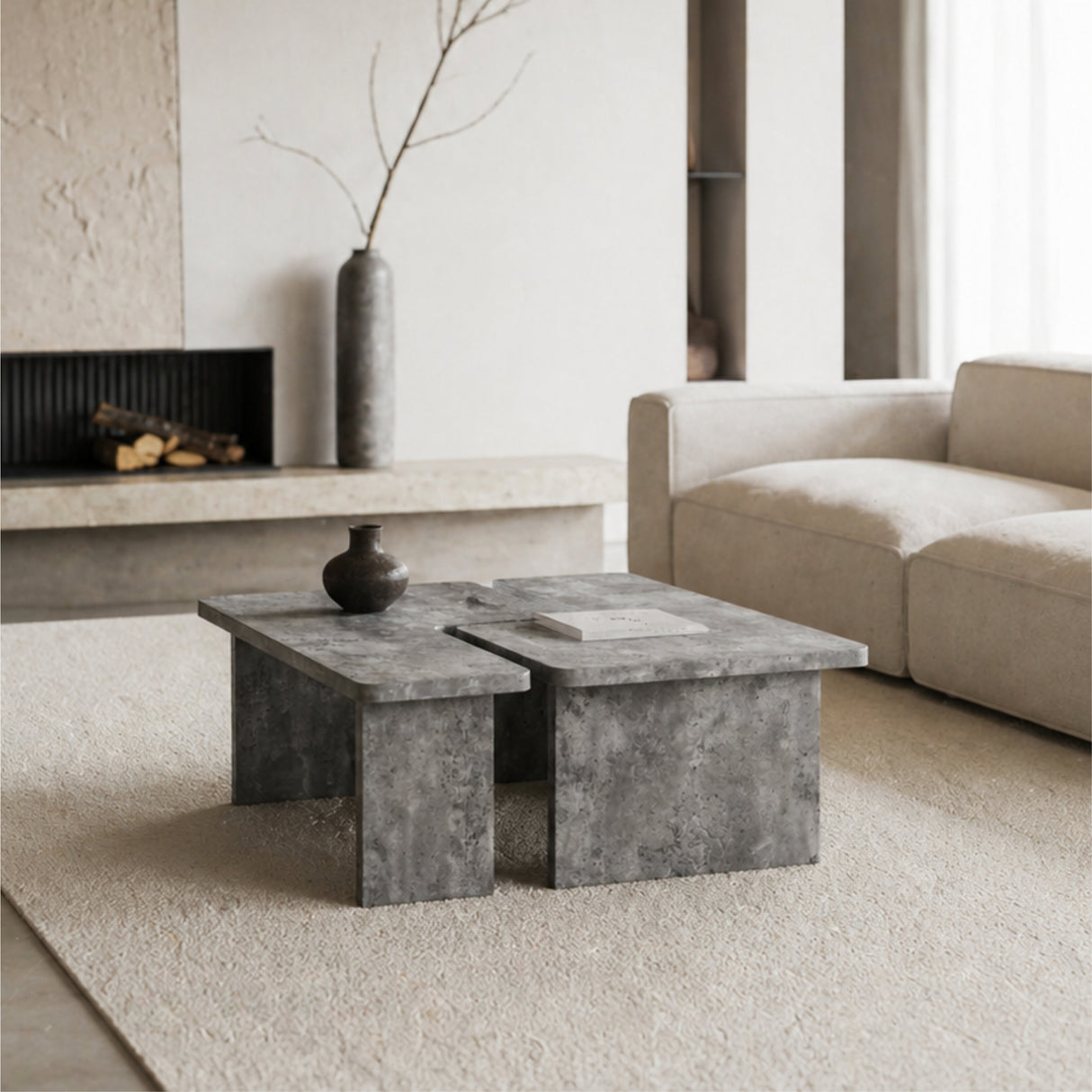 Modular Concrete Coffee Table Set of 2