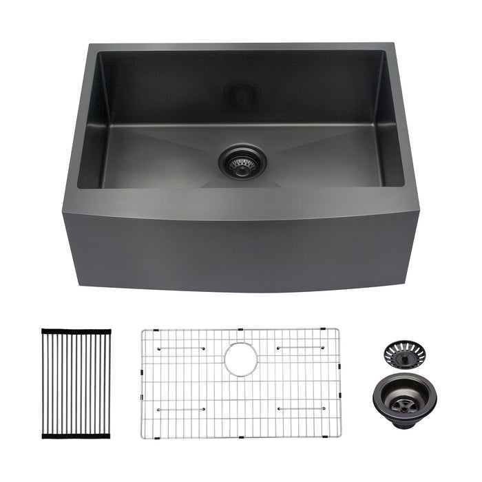 Farmhouse Kitchen Sink with Apron Front - Stainless Steel, Black or Gold