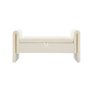Modern Teddy Upholstered Large Bed End Bench With Arms And Storage