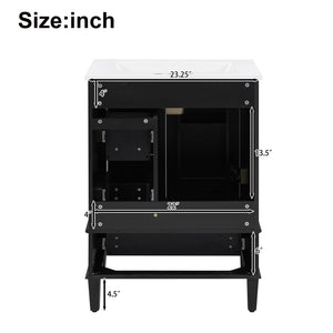 Bathroom Vanity With Integrated Basin, Soft Close Drawers, Door Mounted Double Layer Shelf