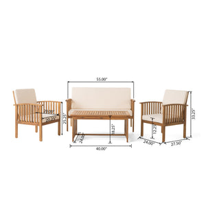 4 Piece Set Outdoor Chat Set With Water Resistant Cushions