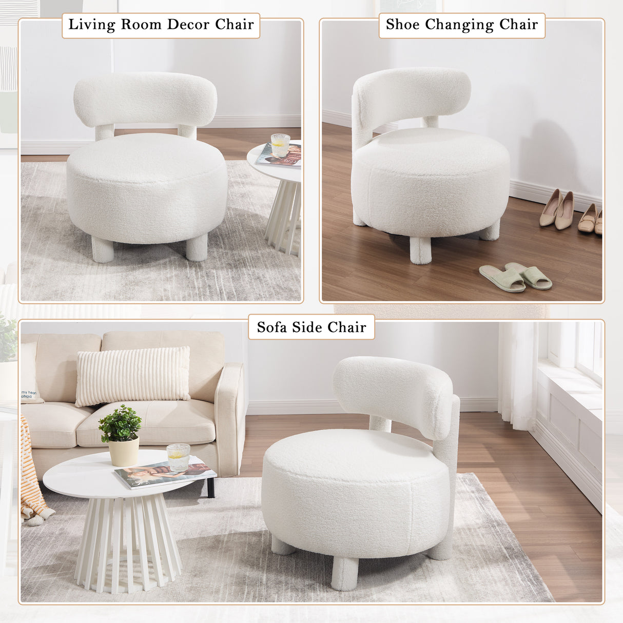 Teddy Fabric Armless Accent Chair