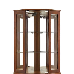 6 Shelf Corner Curio Display Cabinet With Lights, Mirrors And Adjustable Shelves (E26 Light Bulb Not Included)