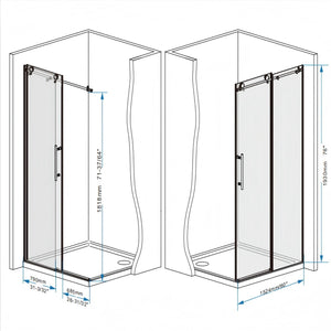 Frameless Shower Door, Smooth Sliding Tracks