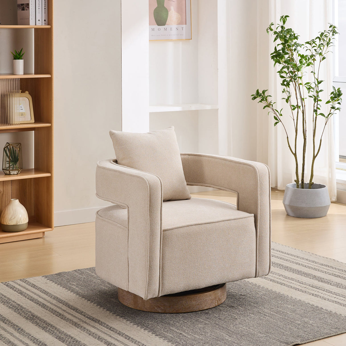 29.1"W Swivel Accent Chair With Weathered Base
