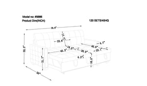 Reversible Sectional Storage Sleeper Sofa Bed, L-Shape 2 Seat Sectional Chaise With Storage, Skin-Feeling Fabric