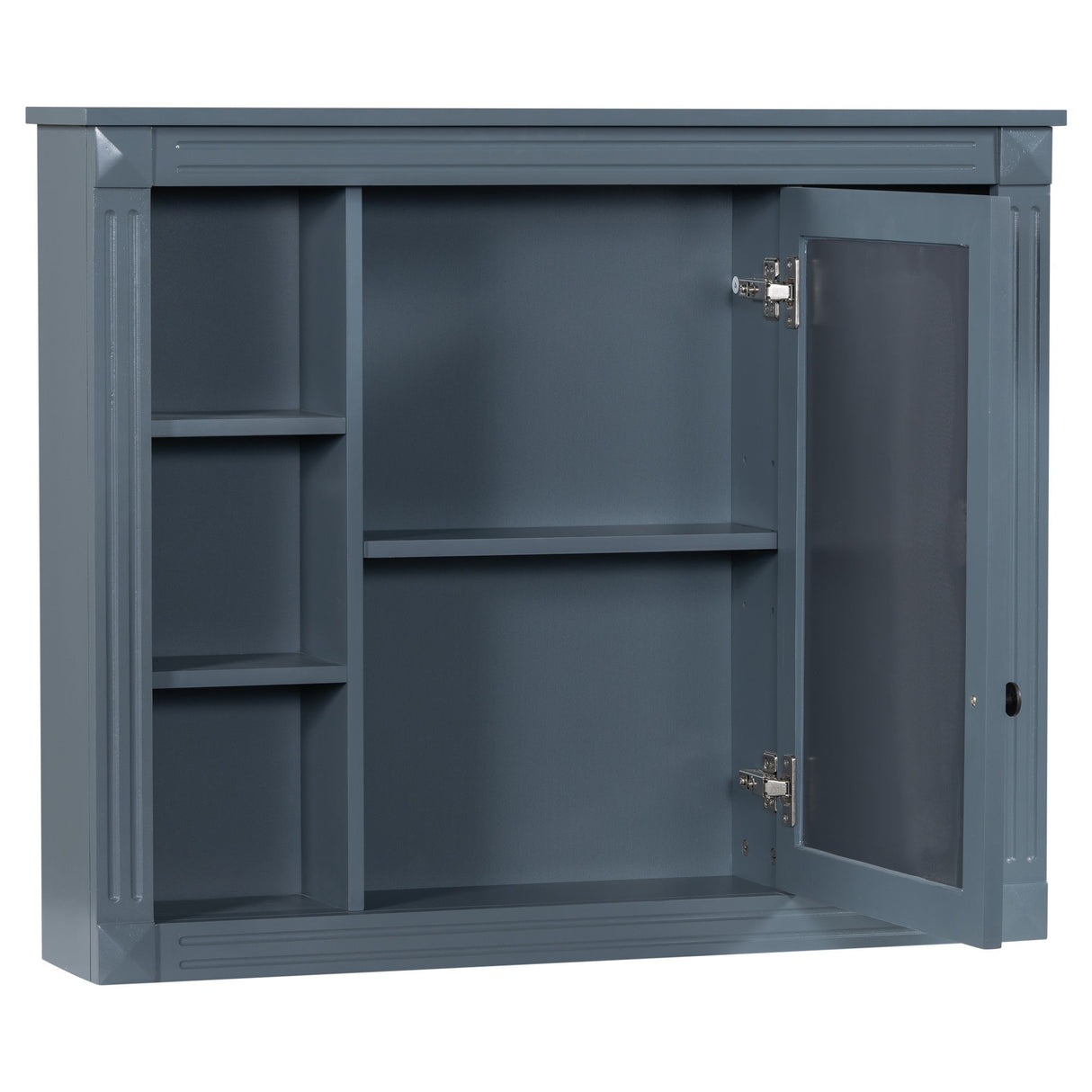 Wall Mounted Bathroom Storage Cabinet With Mirror, Cabinet With 6 Open Shelves And Adjustable Interior