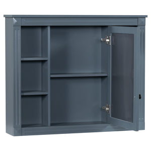 Wall Mounted Bathroom Storage Cabinet With Mirror, Cabinet With 6 Open Shelves And Adjustable Interior