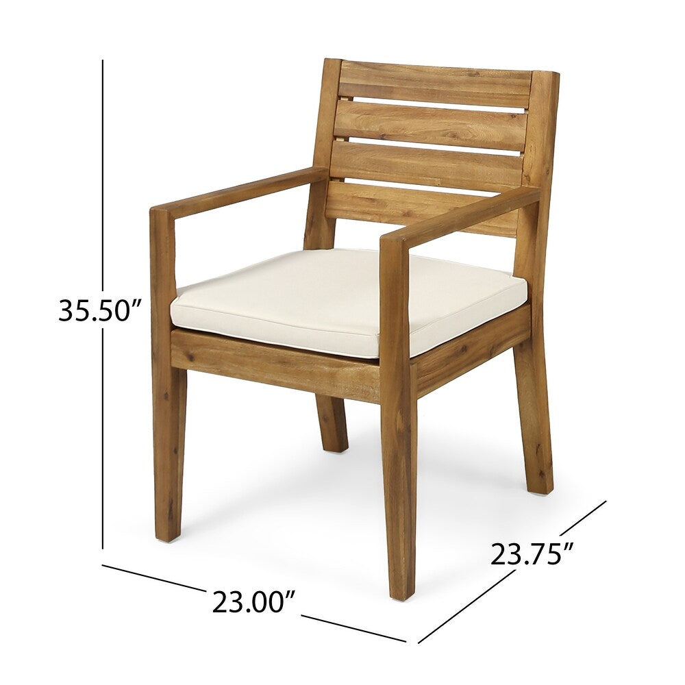Outdoor Acacia Wood 7-Piece Dining Set with Rope-Woven Armchairs