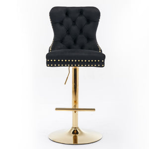 Thick Swivel Barstools Adjusatble Seat Height From 25-33", Modern Upholstered Bar Stools With Backs Comfortable Tufted For Home Pub And Kitchen Island (Set of 2)
