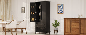 70" Kitchen Pantry Cabinet with 6 Door Shelves and 3 Drawers