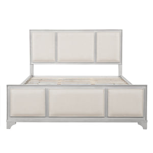 Queen Size Wooden Bed Frame with Upholstered Headboard
