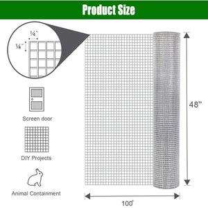 Galvanized Hardware Cloth, Gauge Metal Wire Fencing Roll For Garden And Animal Use - Silver