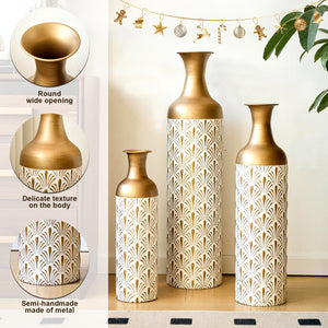 Decorative Metal Vases, Set of 3