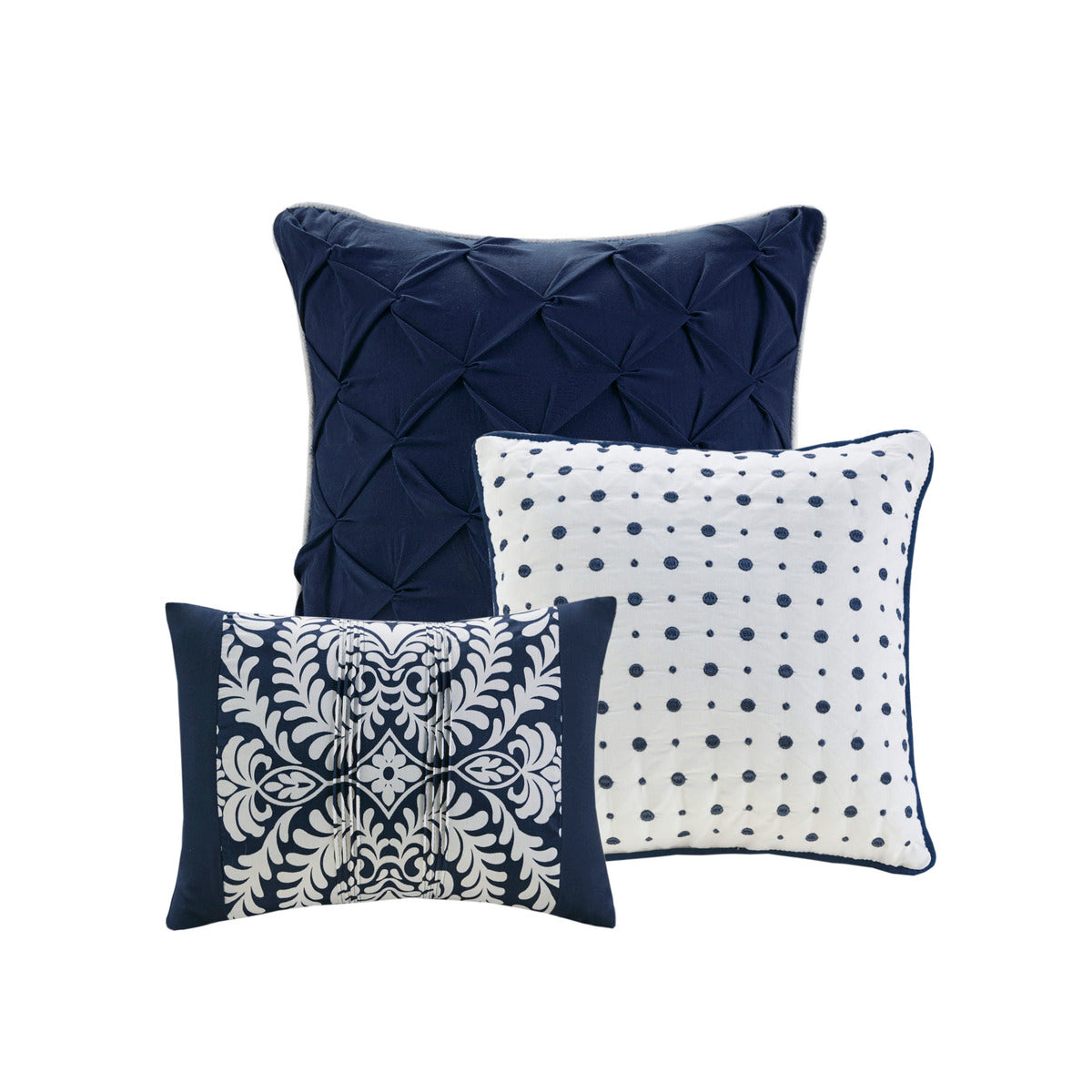 7 Piece Cotton Printed Comforter Set Indigo Queen