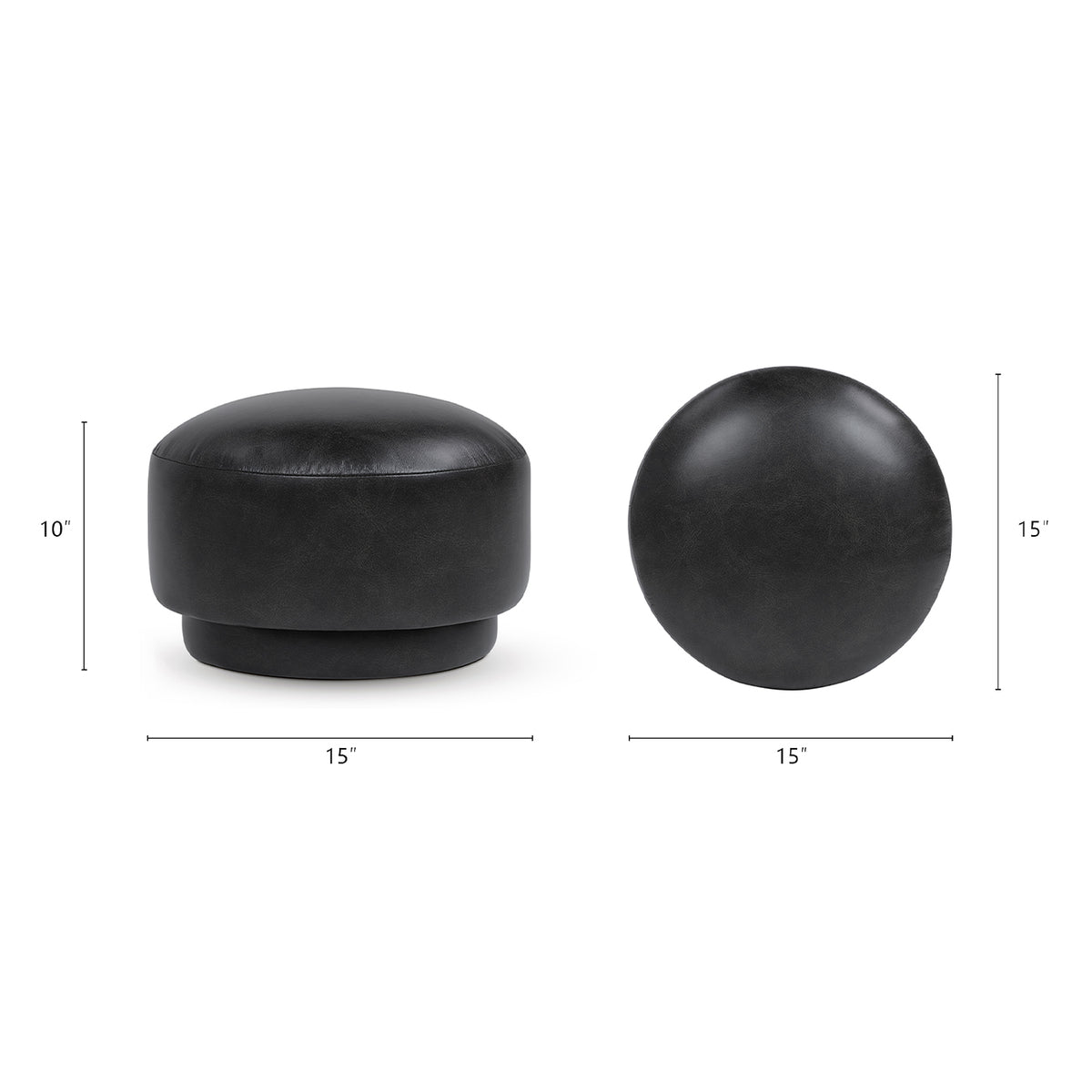 Fuji 15" Mushroom Footstool Ottoman, Vintage Black