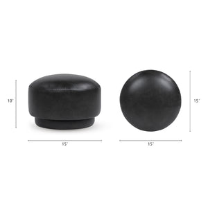 Fuji 15" Mushroom Footstool Ottoman, Vintage Black