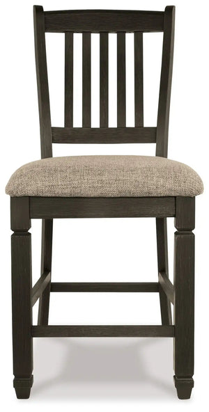 Tyler Creek - Upholstered Barstool (Set of 2) - Black / Grayish Brown - Best Buy Furniture