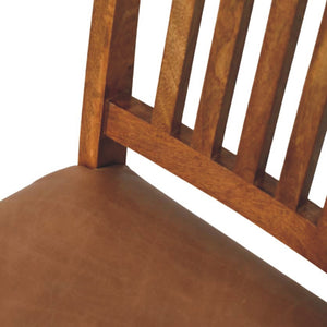 Solid Wood Leather Slatted Dining Chair
