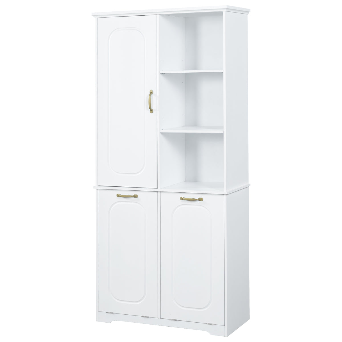Freestanding Tall Storage Cabinet with 2 Tilt-Out Hampers