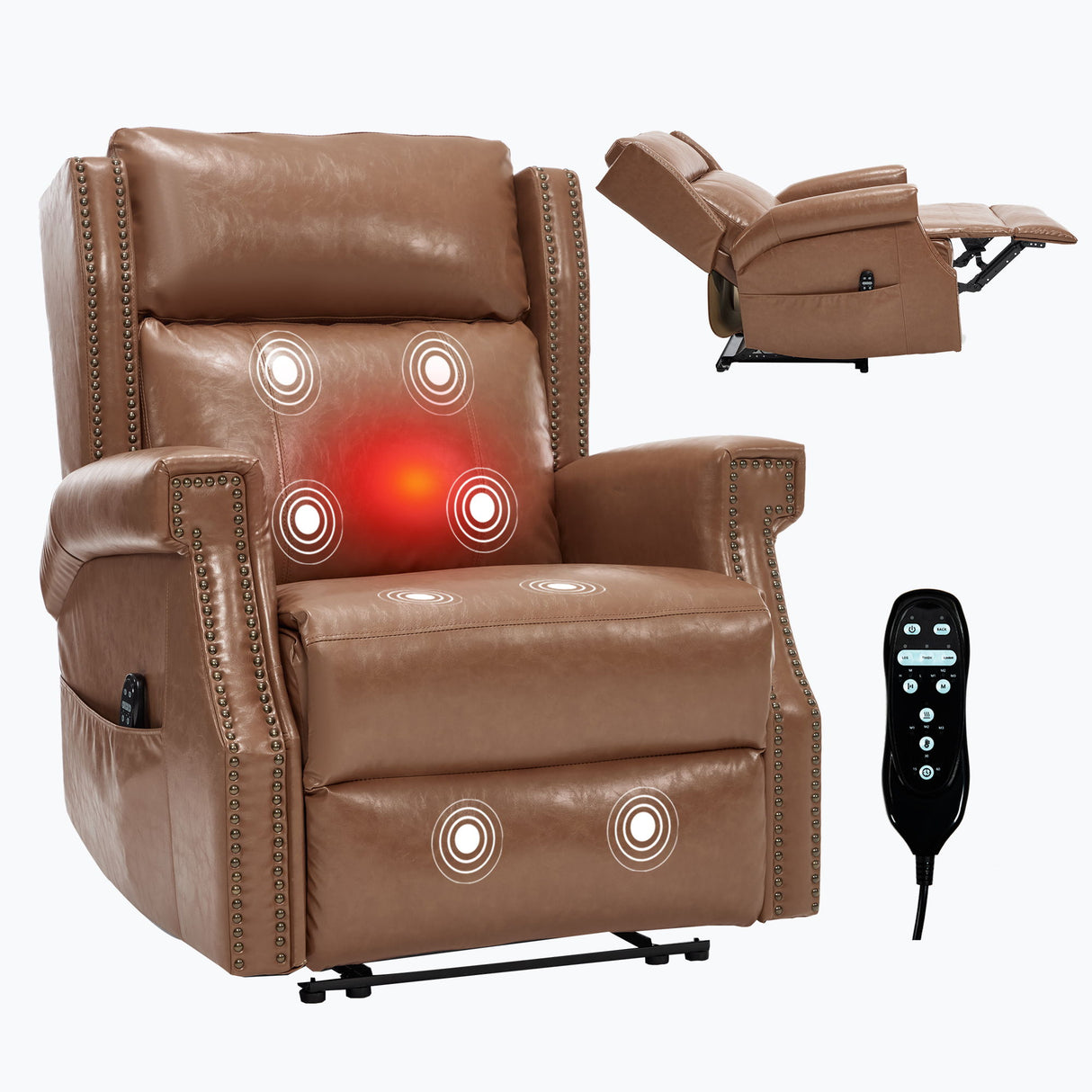 Manual Recliner Chair  With Heavy Duty Motion Mechanism, 8 Vibrating Nodes And 3 Massage Modes For Living Room