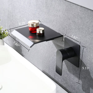 Wall Mount Bathtub Faucet With Waterfall Tub Spout And Single Handle Stainless Steel