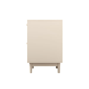 Nightstand With 2 Drawers, Storage Side Table For Bedroom - Antique Natural / Rattan